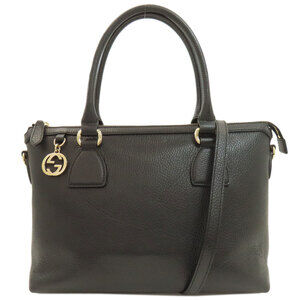 Gucci 449659 Outlet Interlocking G 2-Way Handbag in Calfskin Leather for Women